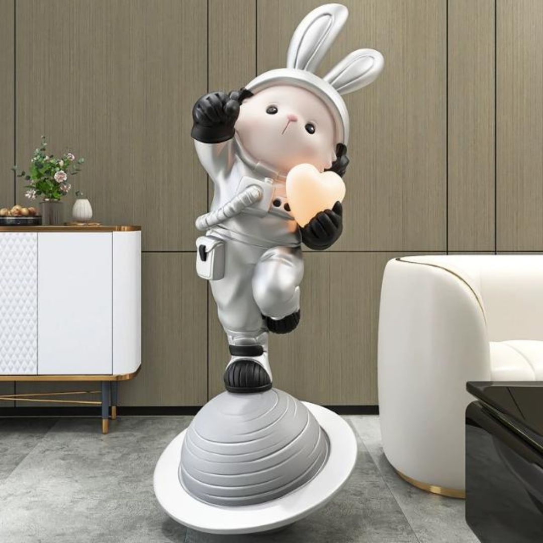 Đèn Thỏ Phi Hành Gia Trái Tim Phát Sáng Decor Dễ Thương Cho Phòng Bé Gái, Quà Tặng Ý Nghĩa Cho Bé Yêu