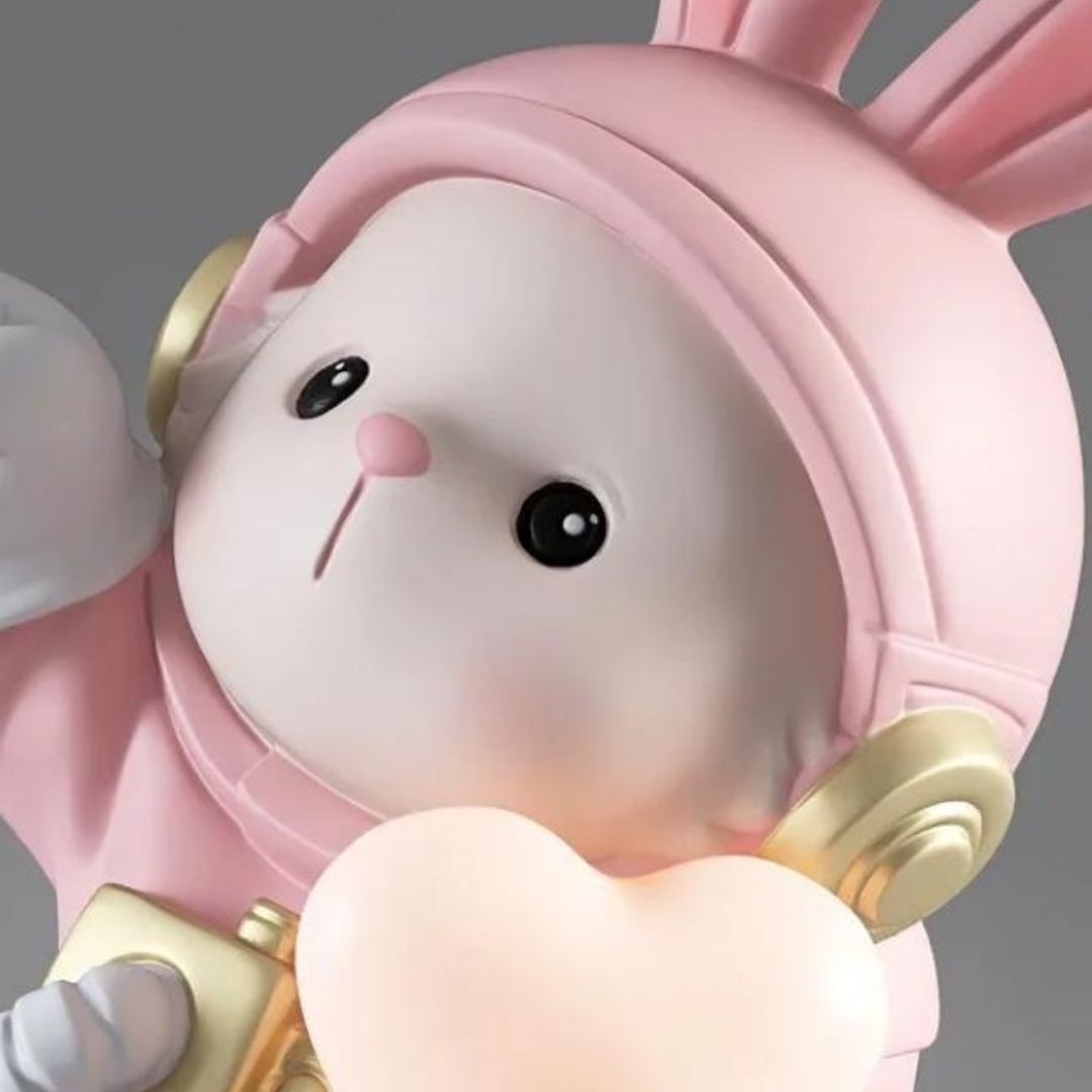 Đèn Thỏ Phi Hành Gia Trái Tim Phát Sáng Decor Dễ Thương Cho Phòng Bé Gái, Quà Tặng Ý Nghĩa Cho Bé Yêu