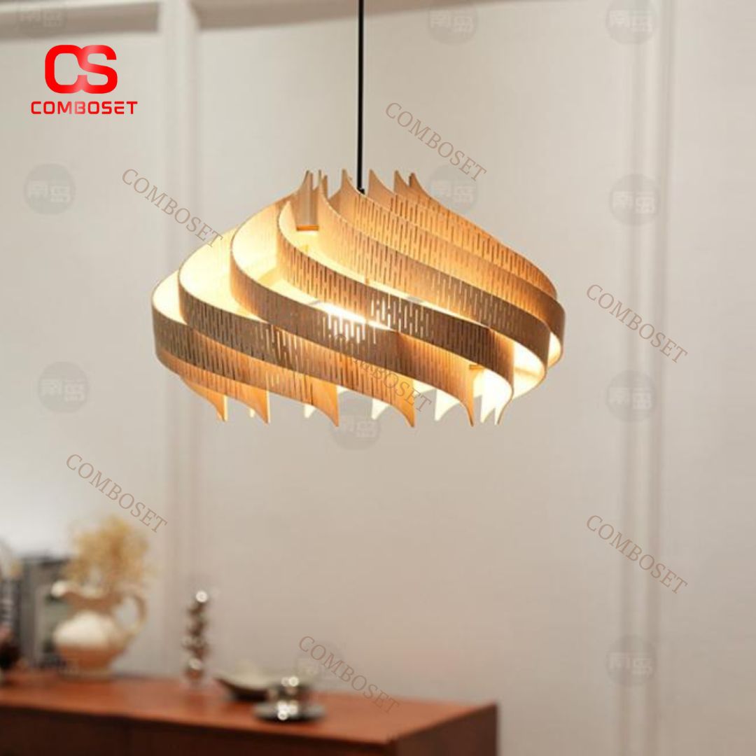 Đèn Trần Gỗ Xoắn Ốc Tối Giản Phong Cách Đảo Nam, Decor Đậm Chất Thiết Kế Wabi Sabi