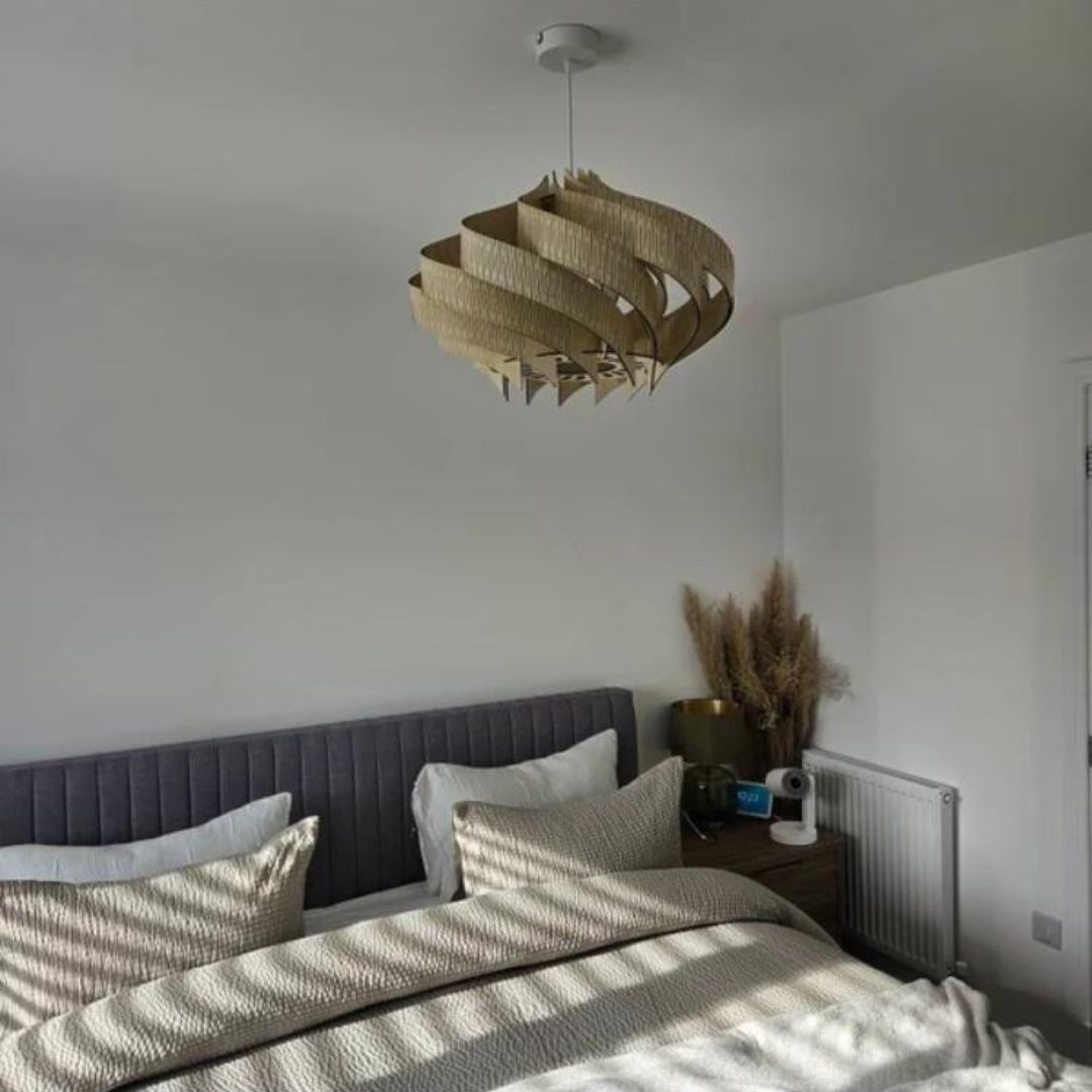 Đèn Trần Gỗ Xoắn Ốc Tối Giản Phong Cách Đảo Nam, Decor Đậm Chất Thiết Kế Wabi Sabi