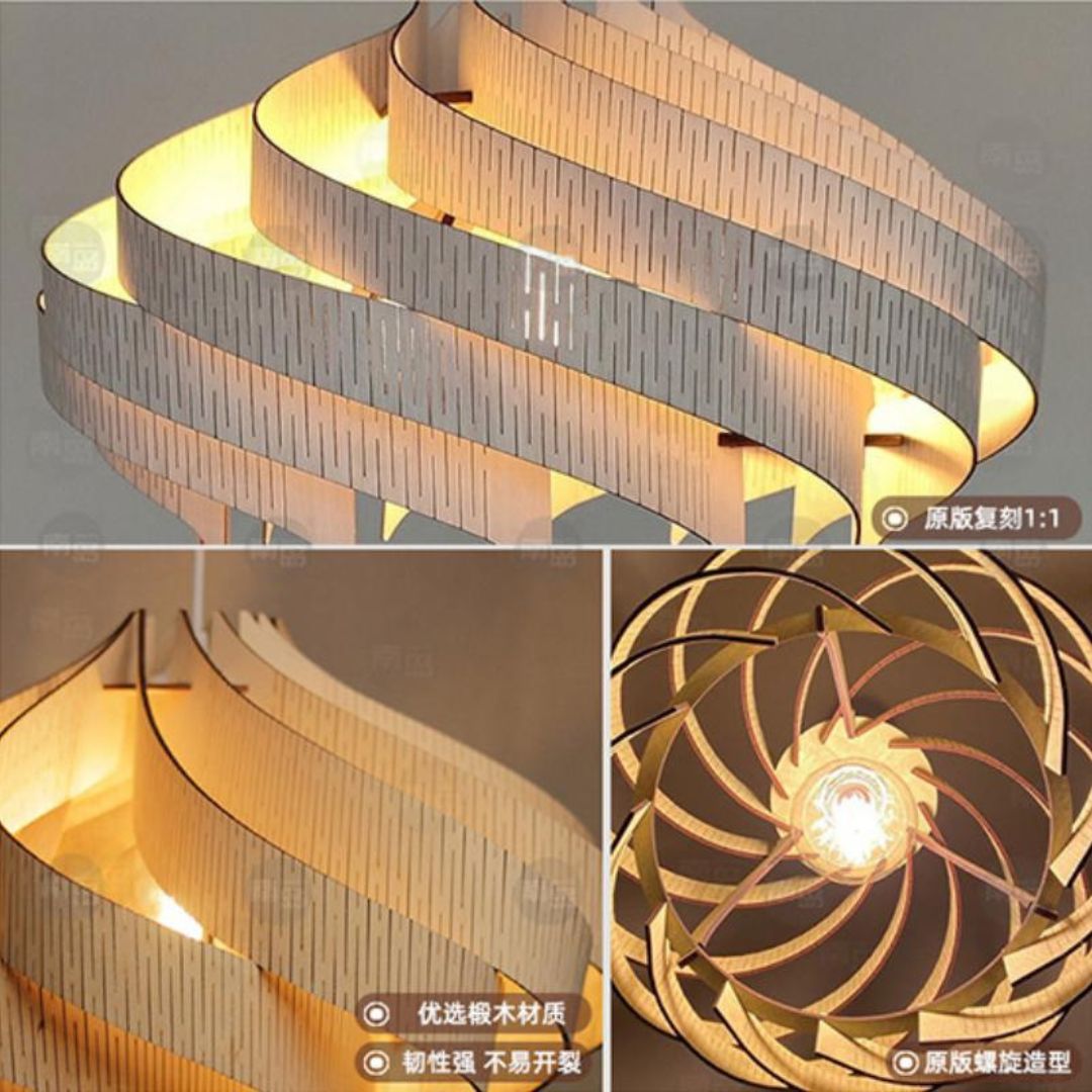 Đèn Trần Gỗ Xoắn Ốc Tối Giản Phong Cách Đảo Nam, Decor Đậm Chất Thiết Kế Wabi Sabi