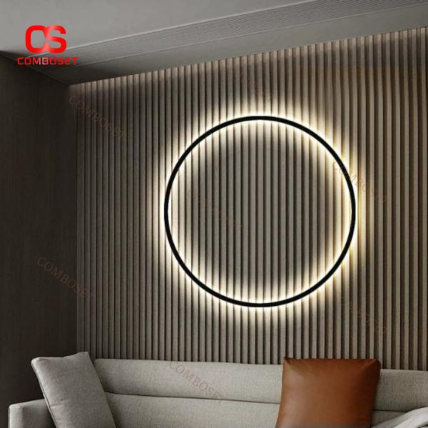 Đèn Tường Hình Tròn Khung Nhôm Màu Đen Tối Giản, Trang Trí Đầu Giường Ngủ, Lối Đi Cầu Thang, Sân Vườn