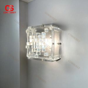Đèn Tường Thuỷ Tinh Hình Vuông Kiểu Pháp, Ánh Sáng Vàng Chiếu Sáng Hành Lang, Lối Đi