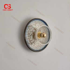 Đèn Tường Tròn Gốm Hoa Văn Cổ Điển, Phản Chiếu Ánh Sáng Vàng Cho Lối Đi, Hành Lang, Quán Cafe