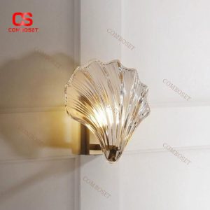 Đèn Tường Vỏ Sò Thuỷ Tinh Phong Cách Châu Âu Cho Phòng Ngủ, Khách Sạn Lãng Mạn
