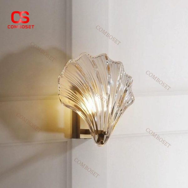 Đèn Tường Vỏ Sò Thuỷ Tinh Phong Cách Châu Âu Cho Phòng Ngủ, Khách Sạn Lãng Mạn