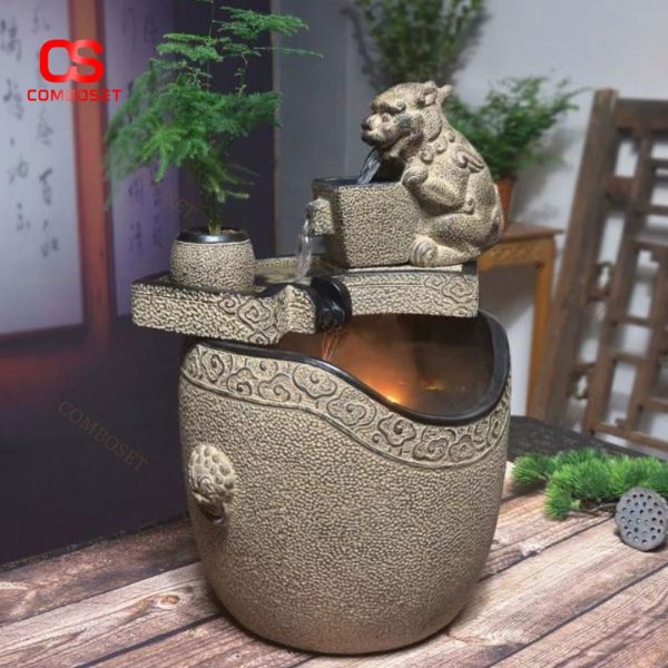 Thác Nước Tượng Kỳ Lân Phong Thủy Để Bàn Đem Lại Bình An & Thịnh Vượng Hút Vượng Khí, Chiêu Tài