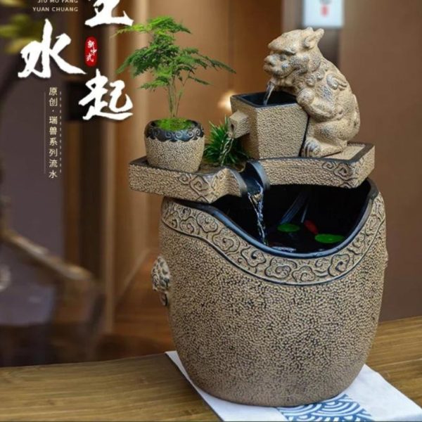 Thác Nước Tượng Kỳ Lân Phong Thủy Để Bàn Đem Lại Bình An & Thịnh Vượng Hút Vượng Khí, Chiêu Tài