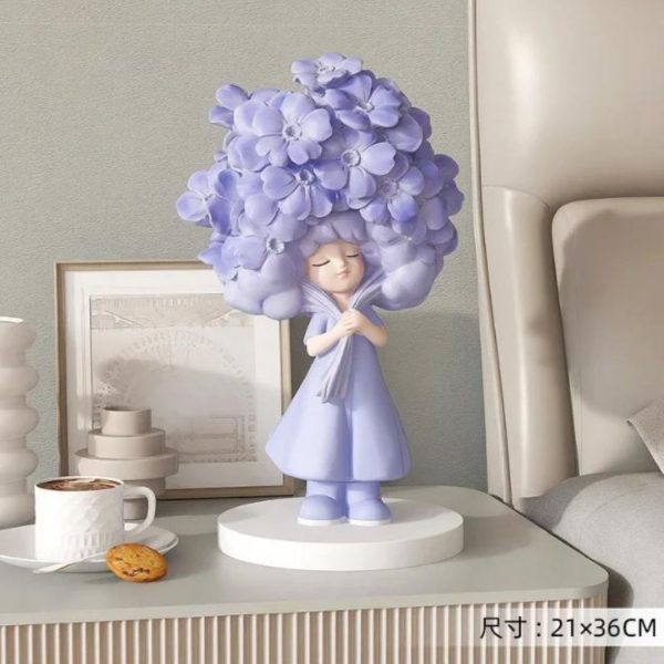 Tượng Bé Gái Nghệ Thuật Với Mái Tóc Hoa Màu Sặc Sỡ Thích Hợp Làm Quà Tặng & Trang Trí Nội Thất Đơn Điệu
