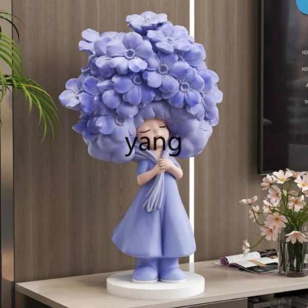 Tượng Bé Gái Nghệ Thuật Với Mái Tóc Hoa Màu Sặc Sỡ Thích Hợp Làm Quà Tặng & Trang Trí Nội Thất Đơn Điệu