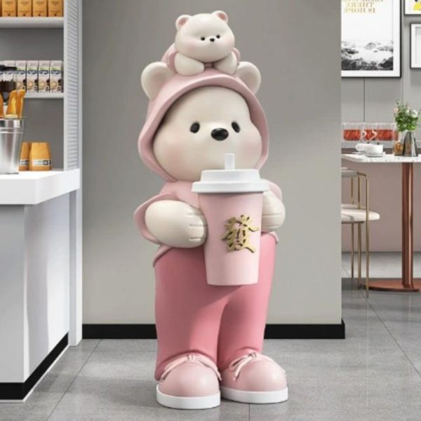 Tượng Gấu Nhựa Hoạt Hình Decor Quán Cafe Dễ Thương, Phòng Ngủ Cho Bé Yêu, Quà Tặng Sinh Nhật