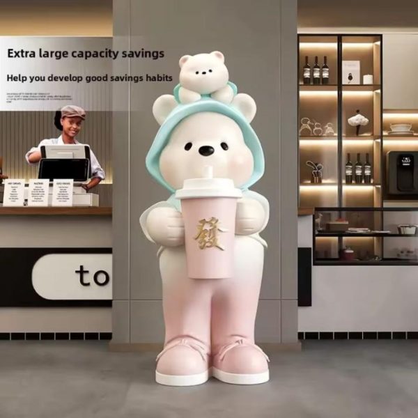 Tượng Gấu Nhựa Hoạt Hình Decor Quán Cafe Dễ Thương, Phòng Ngủ Cho Bé Yêu, Quà Tặng Sinh Nhật