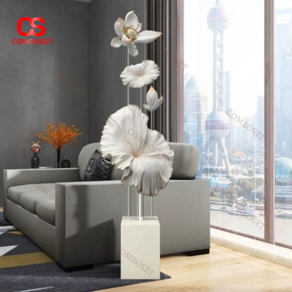Tượng Hoa Sen Trắng 3D Nghệ Thuật Decor Nội Thất Hiện Đại Thanh Lịch & Tối Giản