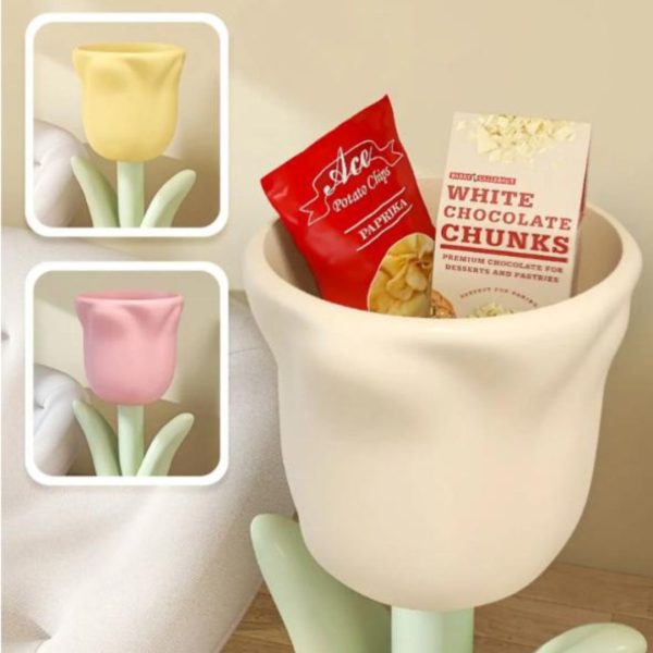 Tượng Hoa Tulip Nhiều Màu Bằng Nhựa, Có Ngăn Chứa Cắm Hoa, Đựng Đồ Vật Decor Studio
