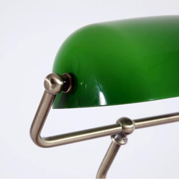 Đèn Bàn Chụp Thuỷ Tinh Xanh Thân Sắt Mạ Vàng Cổ Điển Decor Phòng Làm Việc Đậm Chất Học Thuật