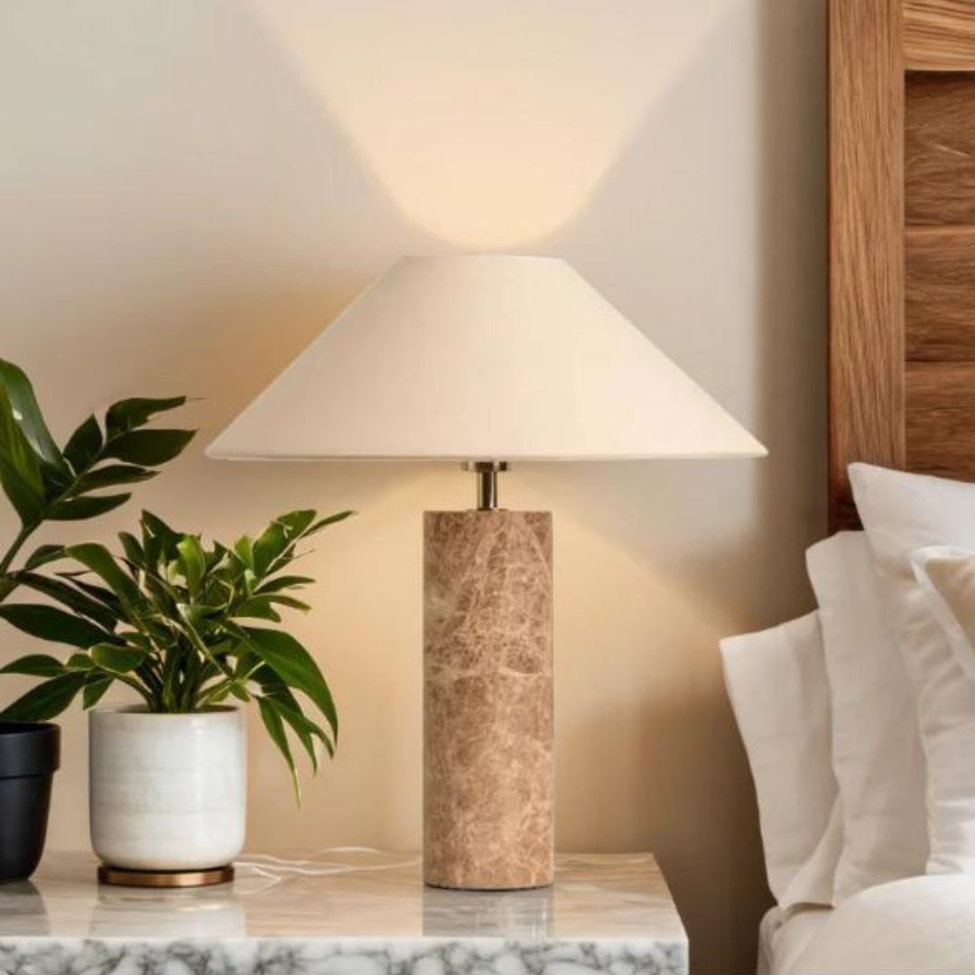 Đèn Bàn Đá Tự Nhiên Chụp Nón Nghệ Thuật Decor Bàn Ăn, Bàn Làm Việc, Phòng Ngủ Bắc Âu