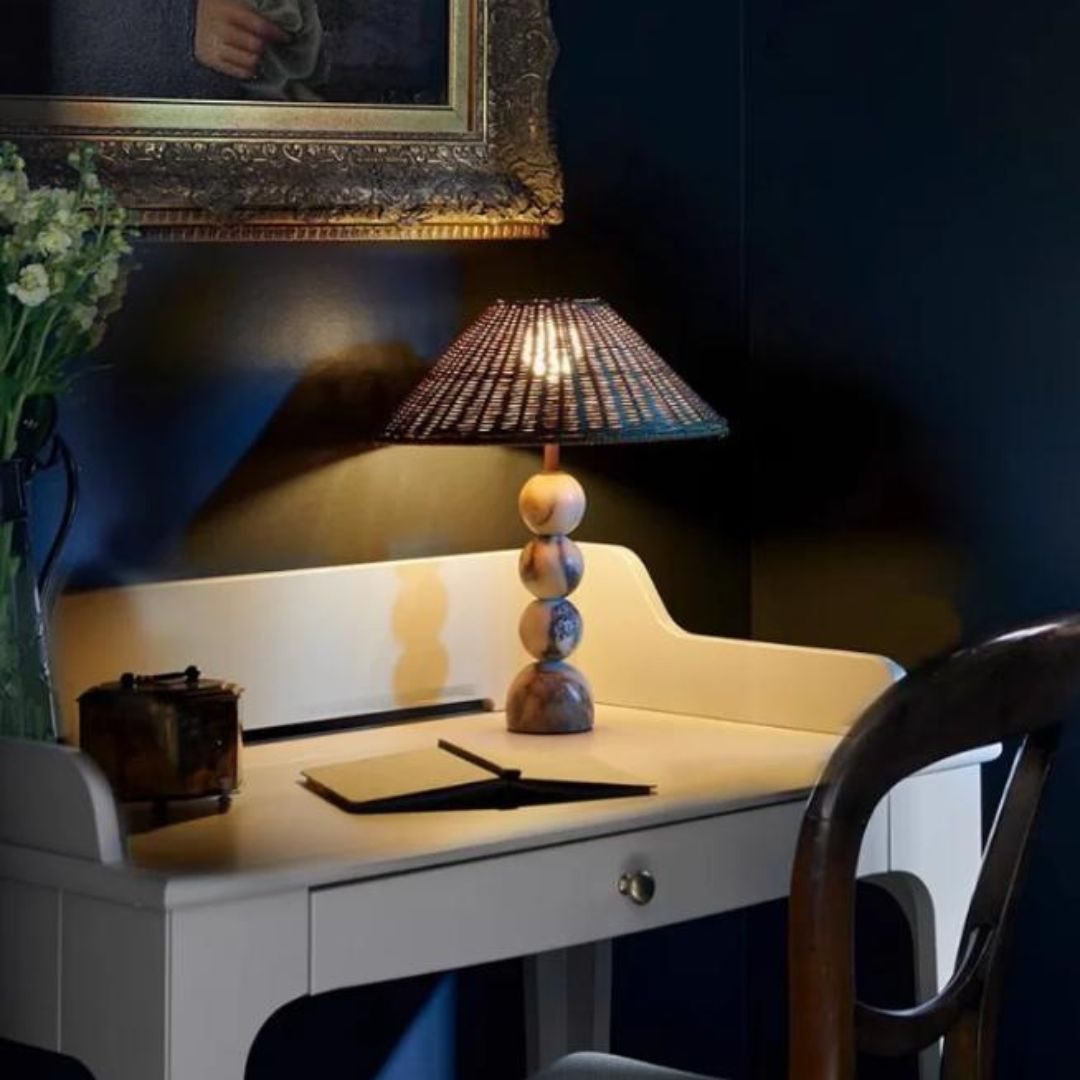 Đèn Bàn Đá Tự Nhiên Chụp Nón Nghệ Thuật Decor Bàn Ăn, Bàn Làm Việc, Phòng Ngủ Bắc Âu