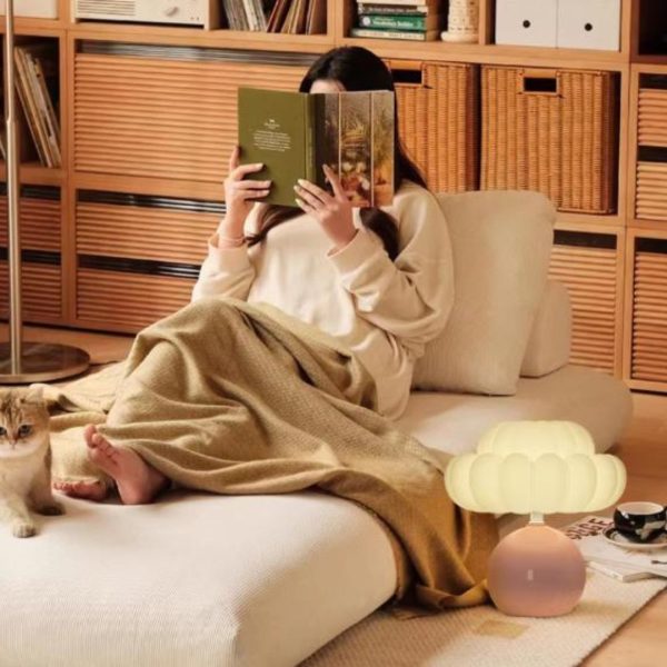 Đèn Bàn Gốm Hình Bầu Tròn, 3 Chế Độ Sáng Phong Cách Hàn Quốc Cho Góc Phòng Ngủ