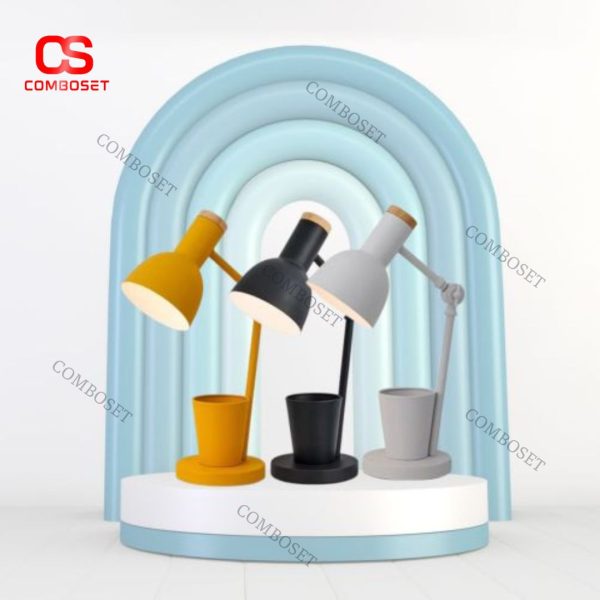 Đèn Bàn Kèm Khay Bút Bằng Kim Loại, 3 Chế Độ Sáng Cho Bàn Làm Việc, Bàn Học, Có Thể Điều Chỉnh Hướng Sáng