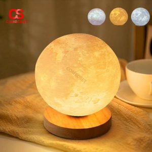 Đèn Bàn Mặt Trăng Tròn 3D Có 3 Chế Độ Sáng Decor Phòng Ngủ Cho Bé, Quà Tặng Ý Nghĩa