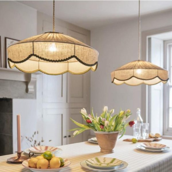 Đèn Chùm Vải Cổ Điển Kiểu Pháp Phong Cách Retro Nhẹ Nhàng, Ấm Cúng Không Gian Vintage