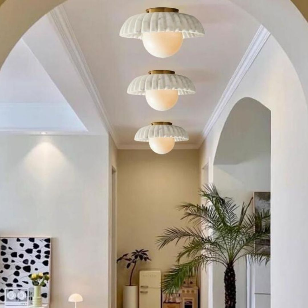 Đèn Ốp Trần Đá Marble Vân Sò Sang Trọng, Tối Giản, Cao Cấp Cho Không Gian Nội Thất, Ngoại Thất