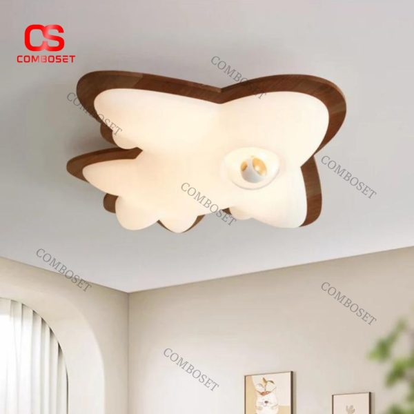 Đèn Ốp Trần Gỗ Hình Máy Bay, Phi Hành Gia 3 Chế Độ Sáng Trang Trí Phòng Trẻ Em, Trường Mầm Non