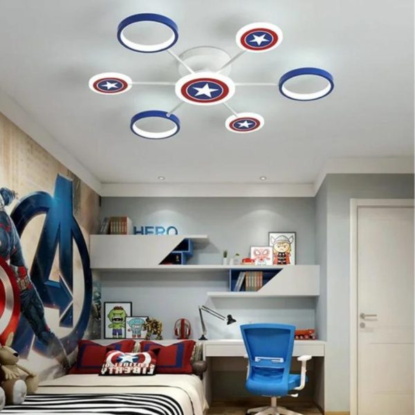 Đèn Ốp Trần Hoạt Hình Siêu Anh Hùng 3 Chế Độ Sáng Decor Màu Sắc Cho Phòng Ngủ Của Bé