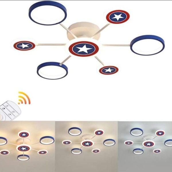 Đèn Ốp Trần Hoạt Hình Siêu Anh Hùng 3 Chế Độ Sáng Decor Màu Sắc Cho Phòng Ngủ Của Bé