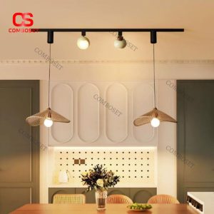 Đèn Rọi Ray Thả Mây Tre Thủ Công Thiết Kế Mộc Mạc Cho Quán Trà, Nhà Hàng, Căn Hộ