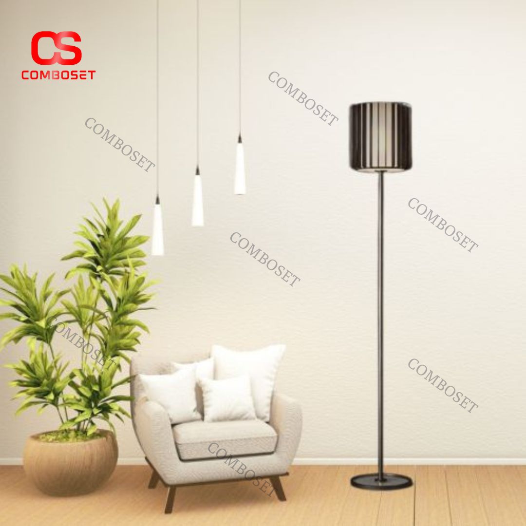 Đèn Sàn Chao Kính Khung Đồng Tối Giản Cao Cấp Cho Không Gian Hiện Đại Phòng Khách, Phòng Ngủ