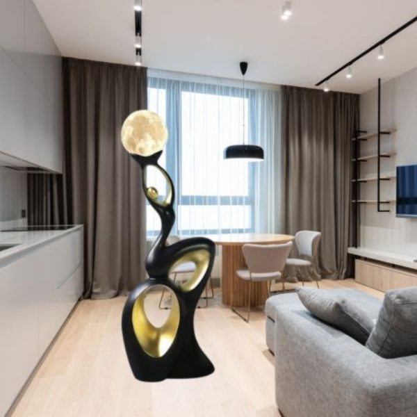 Đèn Sàn Hình Người Cầm Mặt Trăng Nghệ Thuật, Có 3 Chế Độ Sáng Decor Góc Sofa, Khách Sạn Thời Thượng