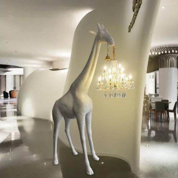 Đèn Sàn Pha Lê Tượng Hươu Cao Cổ Phong Cách Luxury 3 Chế Độ Sáng Trang Trí Khách Sạn, Biệt Thự