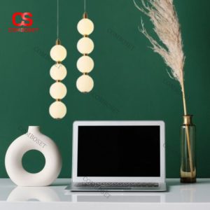Đèn Thả Bóng Acrylic Trắng Thiết Kế Hình Chuỗi Ngọc Sang Trọng Có 3 Chế Độ Sáng Cho Phòng Ngủ