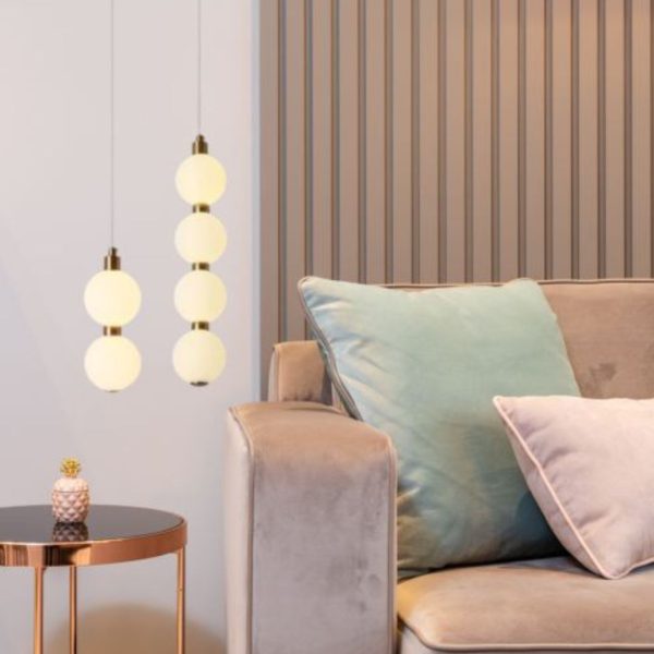 Đèn Thả Bóng Acrylic Trắng Thiết Kế Hình Chuỗi Ngọc Sang Trọng Có 3 Chế Độ Sáng Cho Phòng Ngủ