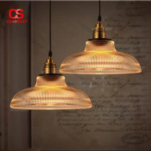 Đèn Thả Decor Thủy Tinh Gân Sọc Sang Trọng Cho Nhà Hàng & Phòng Khách, Quán Cafe, Quầy Bar, Đảo Bếp