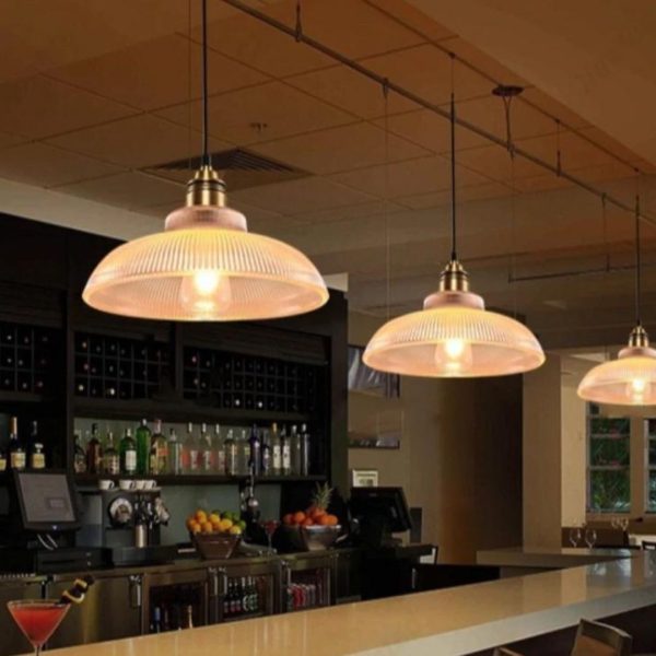 Đèn Thả Decor Thủy Tinh Gân Sọc Sang Trọng Cho Nhà Hàng & Phòng Khách, Quán Cafe, Quầy Bar, Đảo Bếp