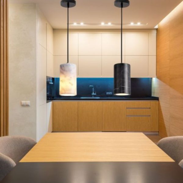 Đèn Thả Hình Trụ Đá Marble Trắng Đen Tối Giản Cho Phòng Khách, Bàn Ăn, Đảo Bếp, Không Gian Nhỏ