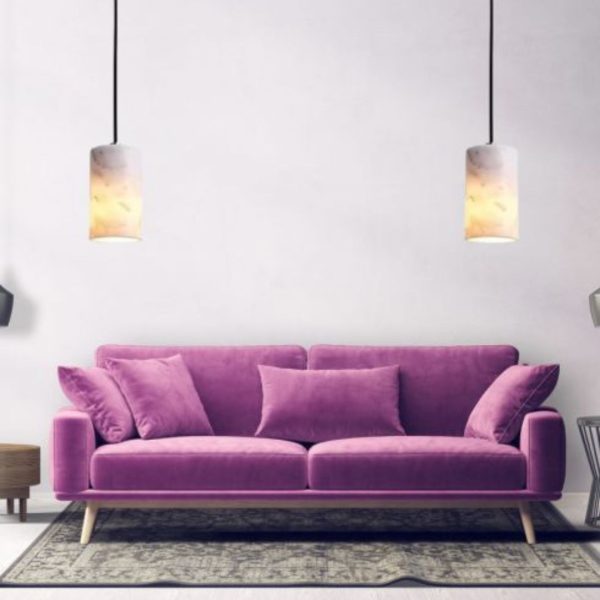 Đèn Thả Hình Trụ Đá Marble Trắng Đen Tối Giản Cho Phòng Khách, Bàn Ăn, Đảo Bếp, Không Gian Nhỏ