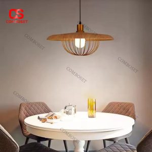 Đèn Thả Khung Sắt Sơn Giả Gỗ Nghệ Thuật Phù Hợp Phòng Ăn, Quầy Bar, Cafe