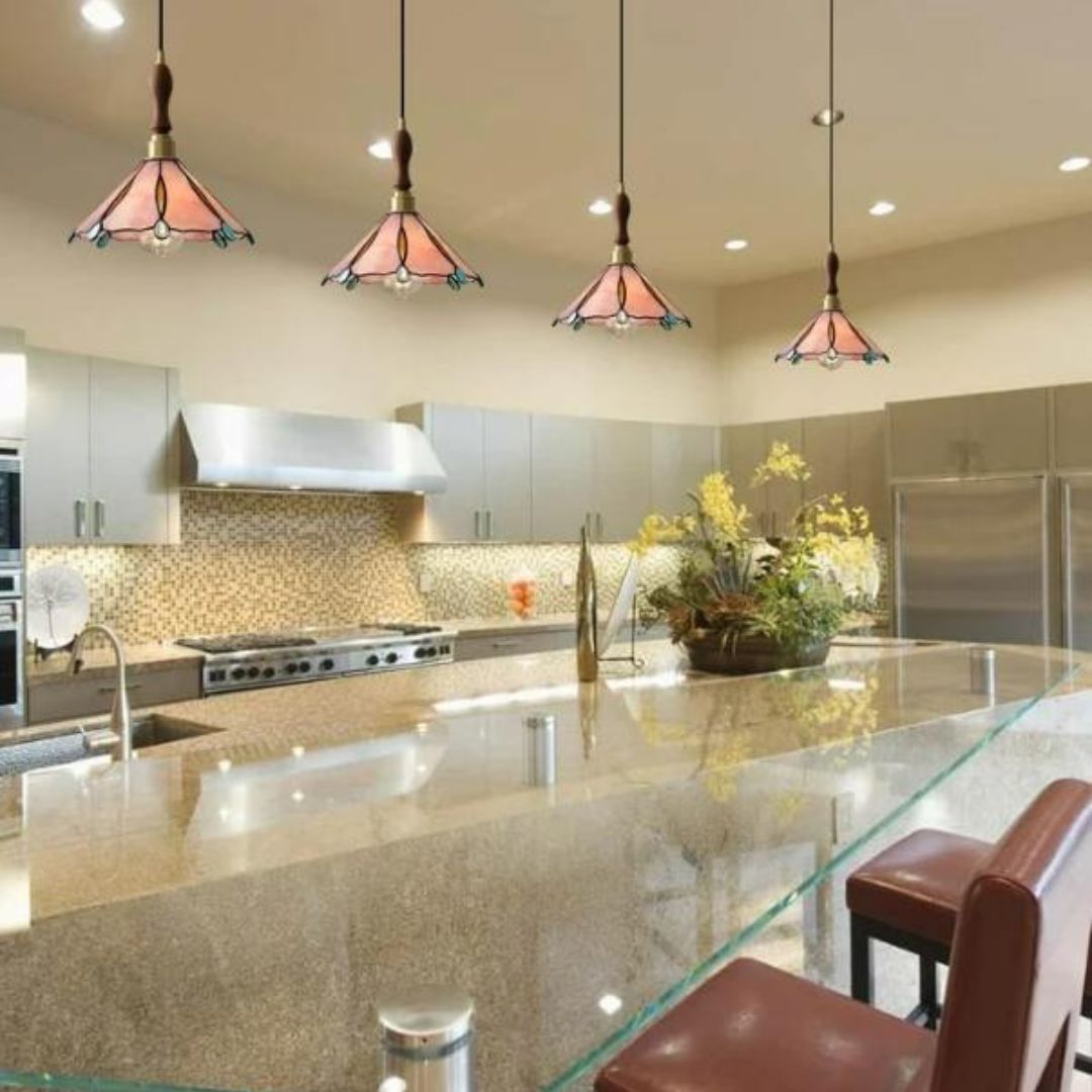 Đèn Thả Kính Màu Hoa Bướm Đáng Yêu Decor Nội Thất Cổ Điển, Ánh Sáng Vàng Ấm Lãng Mạn