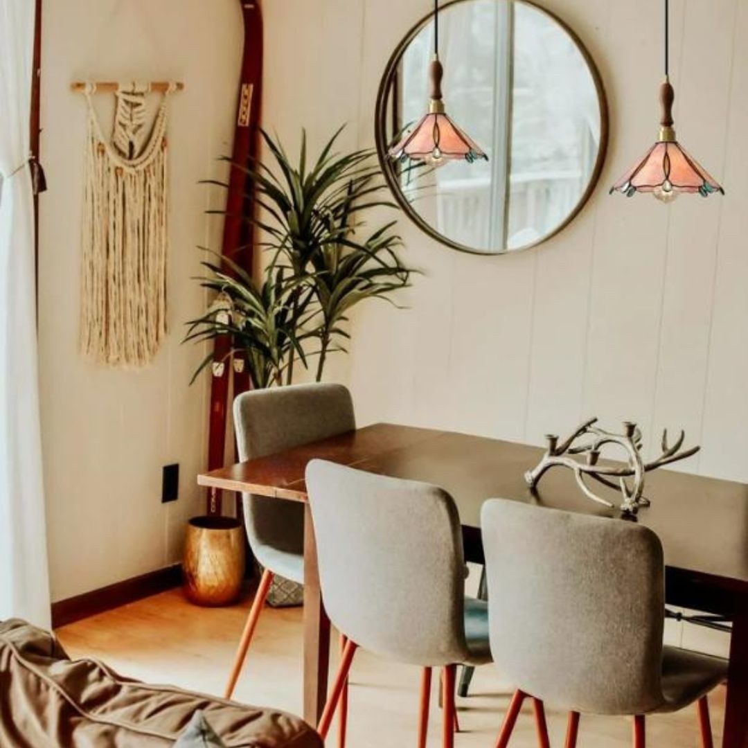 Đèn Thả Kính Màu Hoa Bướm Đáng Yêu Decor Nội Thất Cổ Điển, Ánh Sáng Vàng Ấm Lãng Mạn