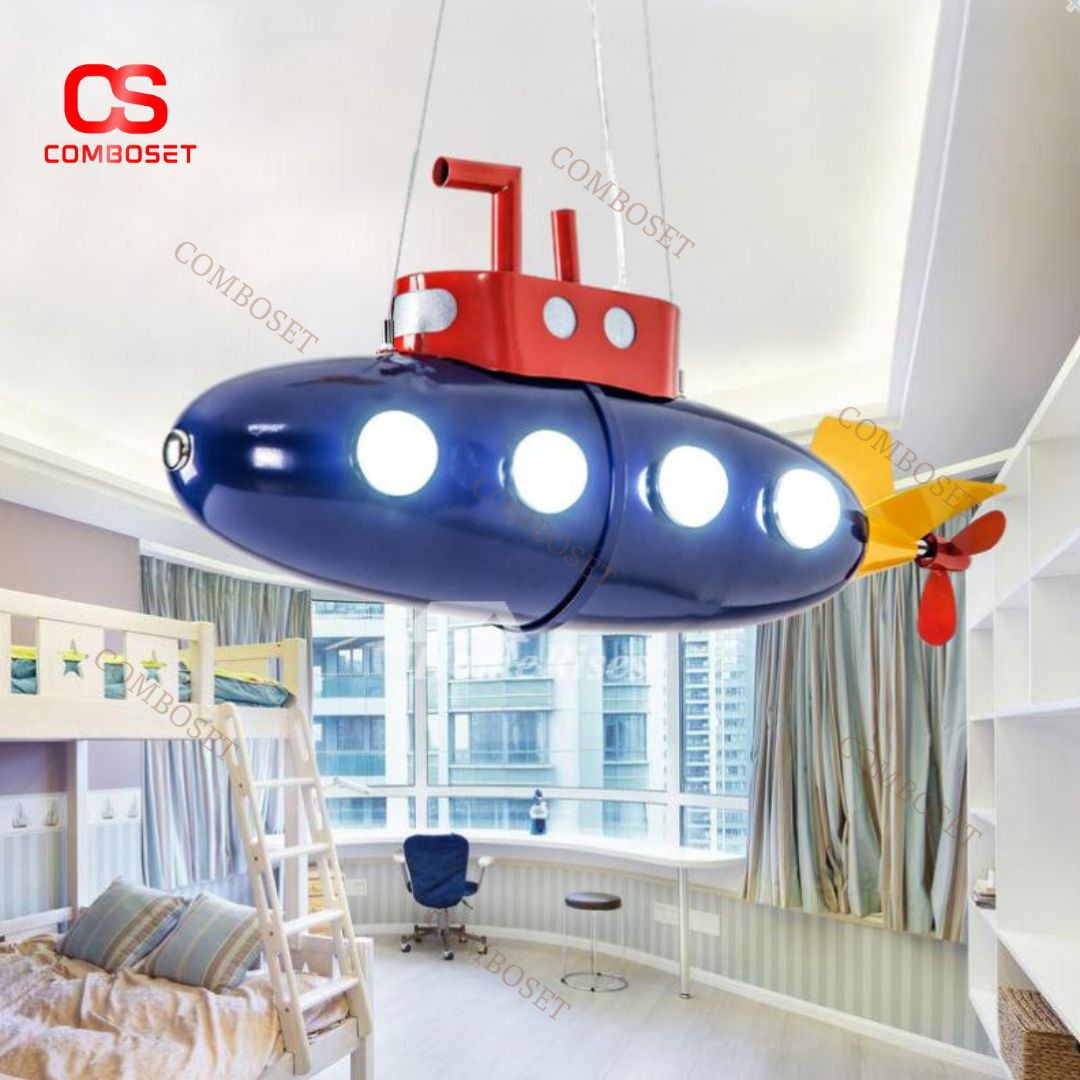 Đèn Thả Mô Hình Tàu Ngầm Màu Xanh Dương Chiếu Sáng Phòng Ngủ Bé Trai, Trường Mầm Non, Mẫu Giáo