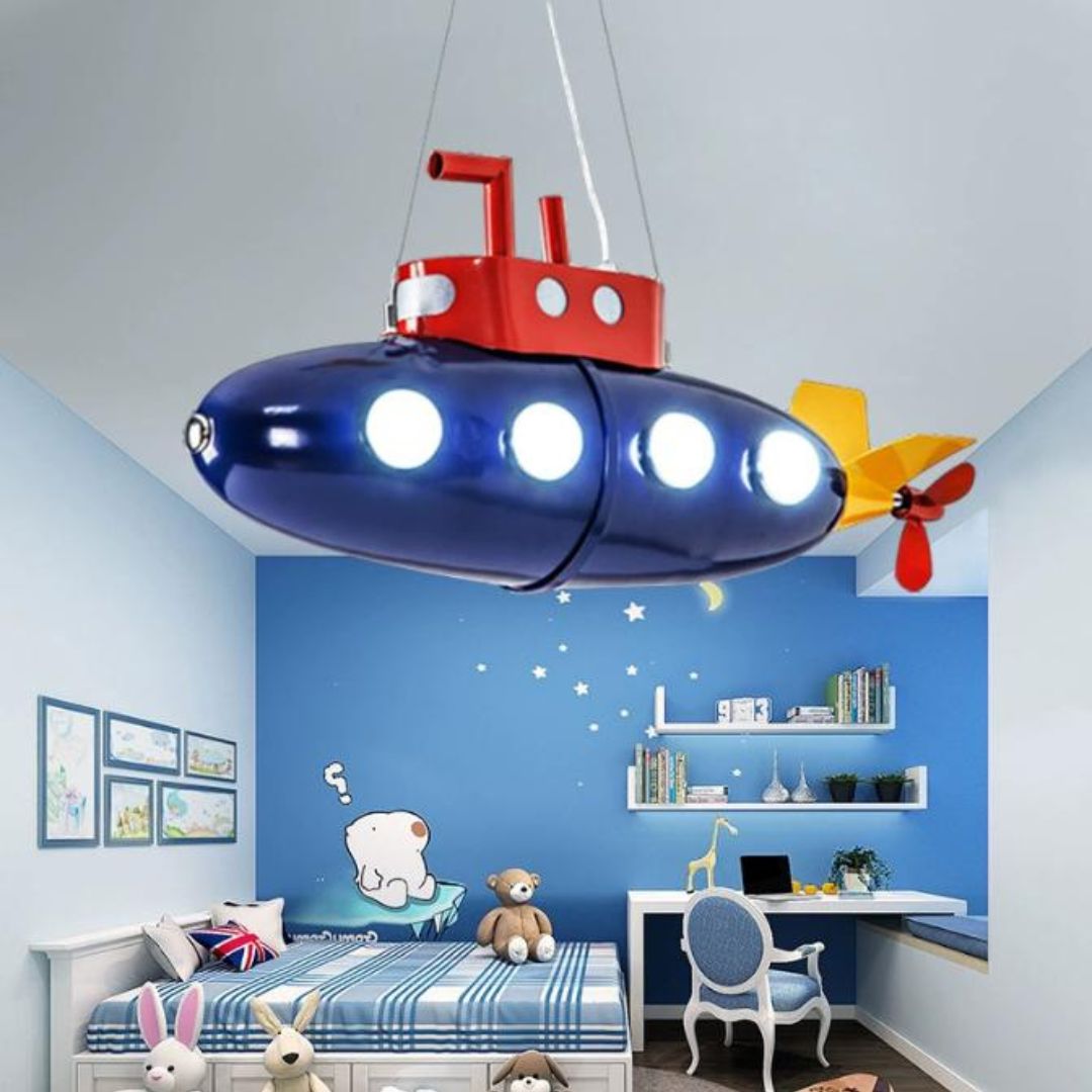 Đèn Thả Mô Hình Tàu Ngầm Màu Xanh Dương Chiếu Sáng Phòng Ngủ Bé Trai, Trường Mầm Non, Mẫu Giáo