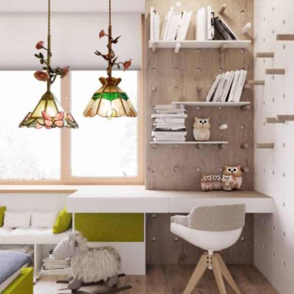 Đèn Thả Thủy Tinh Hoa Hồng Gốm Decor Phòng Ăn Phong Cách Châu Âu, Lãng Mạn Vintage