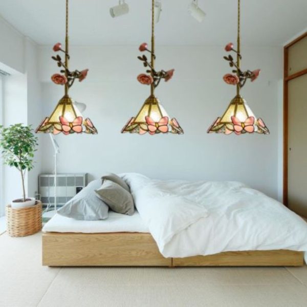 Đèn Thả Thủy Tinh Hoa Hồng Gốm Decor Phòng Ăn Phong Cách Châu Âu, Lãng Mạn Vintage