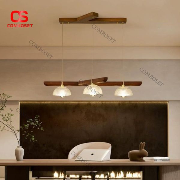 Đèn Thả Trần 3 Bóng Thuỷ Tinh Phong Cách Nhật Bản, Decor Phòng Trà, Bàn Ăn Gia Đình