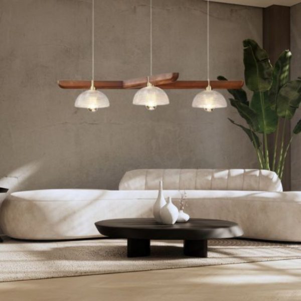 Đèn Thả Trần 3 Bóng Thuỷ Tinh Phong Cách Nhật Bản, Decor Phòng Trà, Bàn Ăn Gia Đình