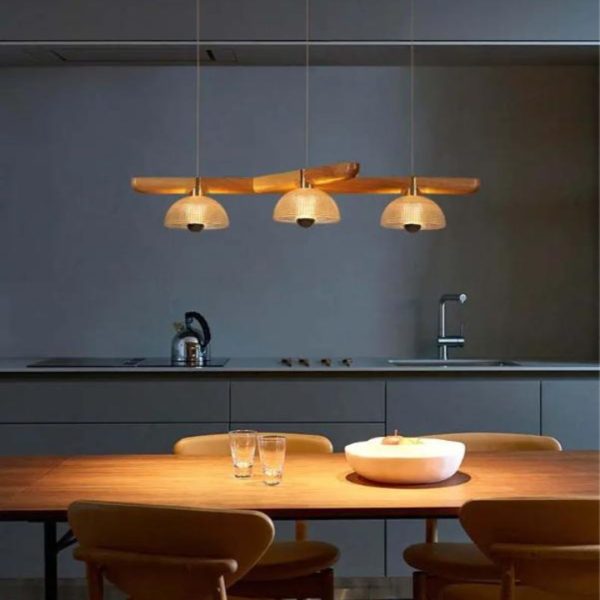Đèn Thả Trần 3 Bóng Thuỷ Tinh Phong Cách Nhật Bản, Decor Phòng Trà, Bàn Ăn Gia Đình