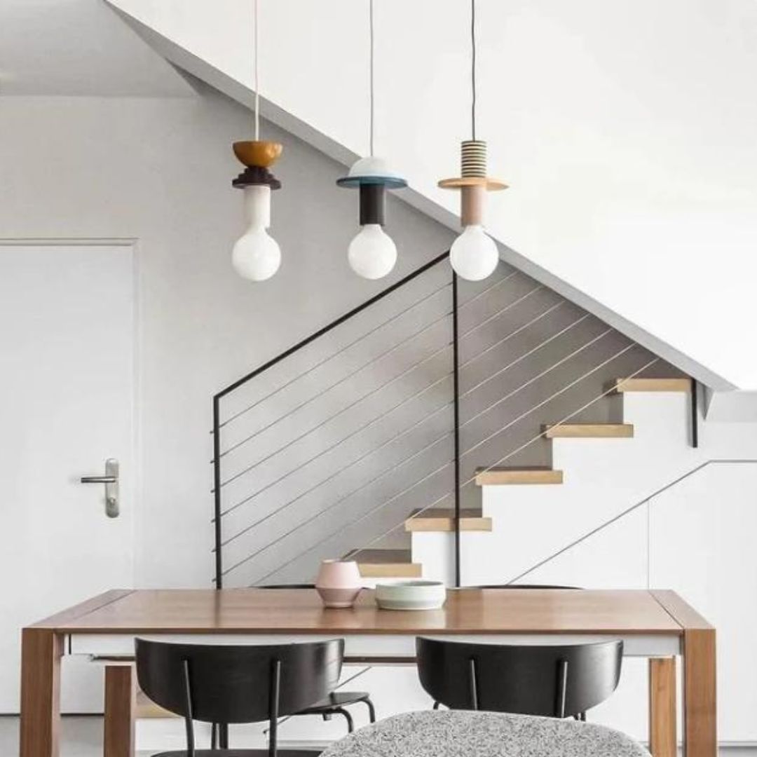 Đèn Thả Trần Gỗ Hình Khối Nhiều Màu Sáng Tạo Phá Cách Cho Quán Cafe, Studio, Căn Hộ Trẻ